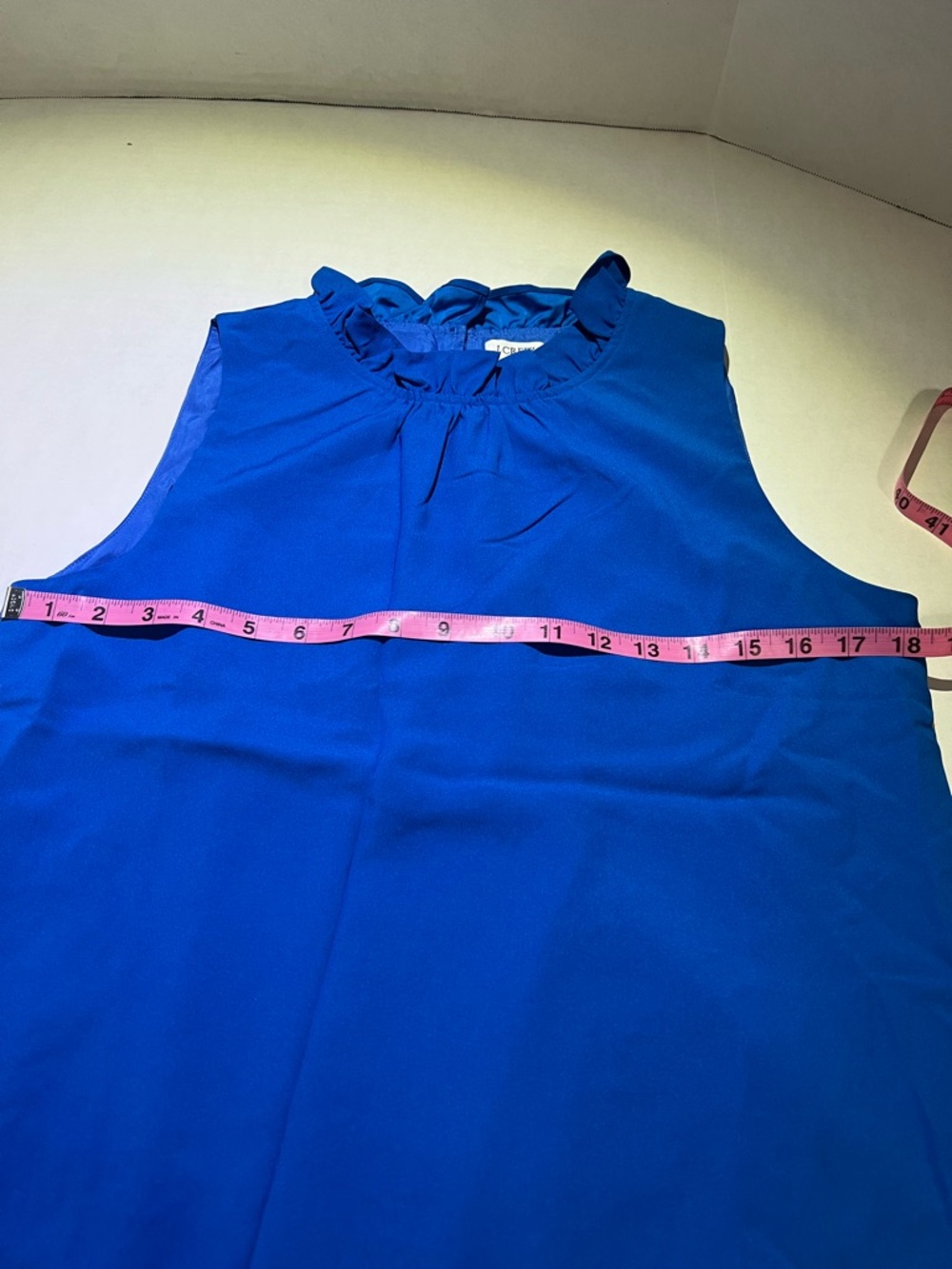 J Crew Blue Ruffle Neck Sleeveless Blouse Size Small Lightweight Top - Picture 8 of 11